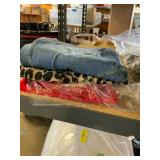 Sz 12 Red Jeans, L print pants, and Sz 12 Jeans