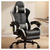 GTPLAYER Gaming Chair with Foot Rest (White)