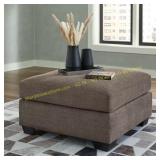 Mahoney Gray Polyester Square Ottoman