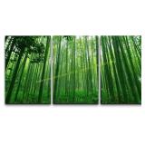 wall26 - 3-Piece Canvas: Green Bamboo Forest