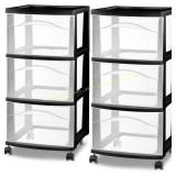 Sterilite 2-Pack 3-Drawer Storage Cart, Black