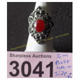 Simulated ruby and sapphire ring size 6