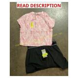 M pink t-shirt & m curved hem skort