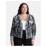 2X Terra & Sky Women's Plus Animal Print Cardigan