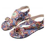Women's Boho Cashew Flower Open Toe Sandals Sz 42
