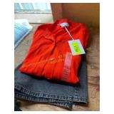 Size 10 blck jean shorts & red m cardigan