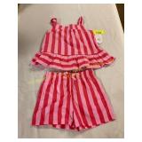 Pink/Red stripe tank top & Shorts set Sz 4T