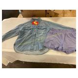 Denim Jacket Snap Button Sz S & Shorts Sz S