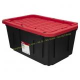 Hyper Tough 27 Gal Snap Lid Bin, Black/Red