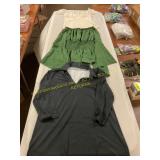 White & Green flowing top Sz M, Black LS Sz M