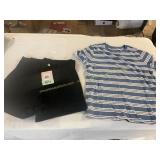 XS Striped Shirt + Size 2 Black Shorts