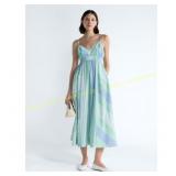 Size XS Striped Maxi Dress Cut Out Back