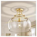 KARTOOSH Industrial Round Chandelier, Gold