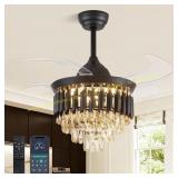 36' Crystal Ceiling Fan with Light, Remote
