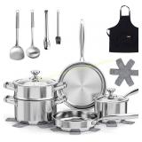 Meythway 16PC Stainless Steel Cookware Set