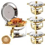 4-Pack Chafing Dish Buffet Set, 6QT Gold