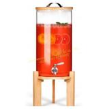 Glass Beverage Dispenser with Bamboo Lid