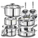 EWFEN 12-Piece Stainless Steel Cookware Set