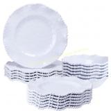White Beaded Melamine Dinnerware Set, 18pc