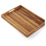 Acacia Wood Serving Tray with Handles, 17"