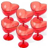 Teenyyou 6 Pcs Red Heart Martini Glasses 10 oz