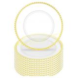 Clear Charger Plates 13" Gold Beaded Rim (10)