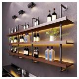 Wall-Mounted Wine Rack with LED Light, 3-Tier