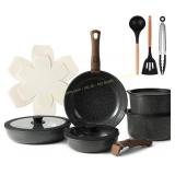 15Pcs Ceramic Cookware Set with Detachable