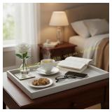 Beige 40x20 Leather Service Tray, Oversized
