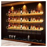 Gold Metal Wall Wine Rack with LED