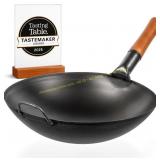 YOSUKATA 14" Carbon Steel Wok, Pre-Seasoned