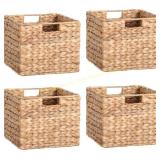 12x12x10in Water Hyacinth Baskets, Set of 4