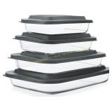 Damaged 8-Piece Deep Glass Baking Dish Set w/ Lids