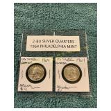 1964 Philadelphia Mint BU Silver Quarters