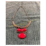 Unverified Silver+Red Stone Necklace