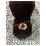 Ladies Size 6 Wide Rimmed Ocean Blue Ring