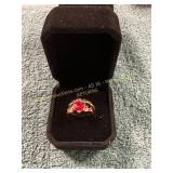 Ladies Stacked Size 6 Ruby Red Heart Stone