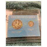 1945 Liberty Walking Half+ Mercury 1944 Dime