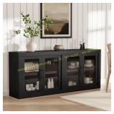 70.8" Sideboard Buffet, Black