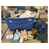 Assorted dolls, clothes, tapes