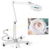 10X Magnifying Floor Lamp, 5-Wheel Base, LED