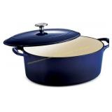 7 qt Oval Enameled Cast Iron Dutch Oven w Lid