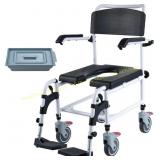 VEVOR Shower Commode Wheelchair, 4 Wheels