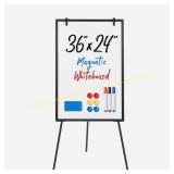 DUMOS Magnetic Whiteboard Easel 36x24" Silver