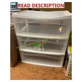 Sterilite Wide 3 Drawer Storage Cart, White