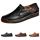 Men's Leather Driving Shoes - Slip-On Loafers