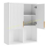 Bestier Medicine Cabinet with Glass Doors White