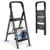 3 Step Folding Stool with Handrail, 500LBS