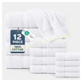 LANE LINEN Bath Towels Set, 12pc, 100% Cotton