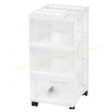 IRIS 3-Drawer Plastic Cart White/Natural